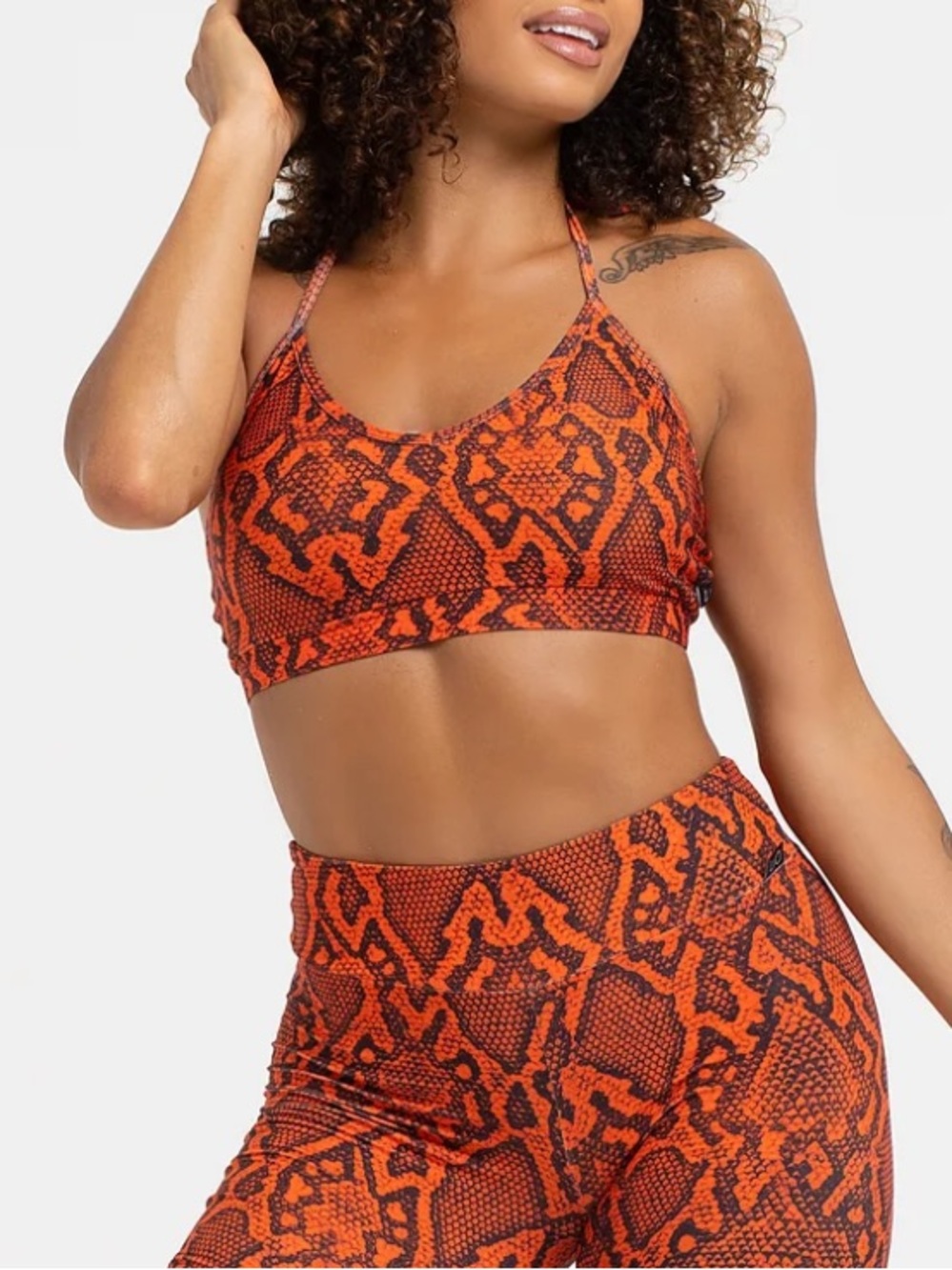Vibrant Snake Print Sports Bra - Red